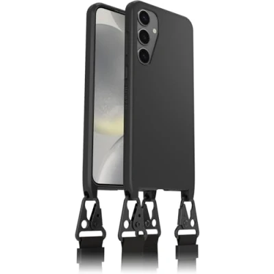 Abbildung von OtterBox React Lanyard Hülle für Samsung Galaxy S24+, Schützende mit verstellbarer und abnehmbarer Handykette, Getestet nach Militärstandard, Schwarz, Keine Einzelhandelsverpackung