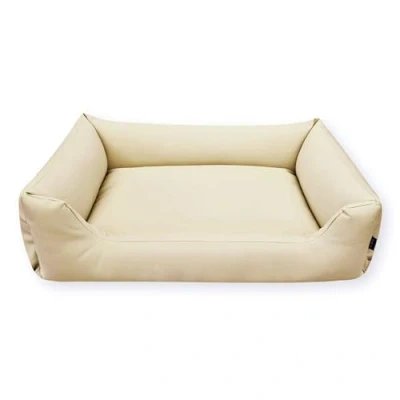 Abbildung von 4L Textil Mario Hundebett Kunstleder Hundekorb aus große Hunde XXL Hundekissen (140x110 cm, Beige)