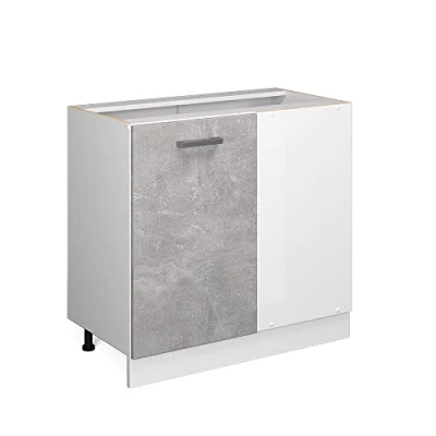 Abbildung von Vicco Eckunterschrank R Line, Beton/Weiß, 86 cm ohne Arbeitsplatte