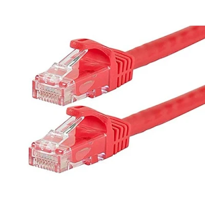 Abbildung von Monoprice 109829 Flexboot Cat6 Ethernet Patchkabel Netzwerk Internetkabel RJ45, Strangiert, 550 MHz, UTP, reiner blanker Kupferdraht, 24AWG, 30,5 m, rot