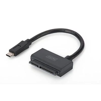 Abbildung von DIGITUS USB 3.1 Typ C (Gen 1) auf SATA 3 Adapterkabel für 2,5&quot; SSDs/HDDs bis zu 6 Gbit/s 5 TB Speicherkapazität unterstützt UASP Plug&amp;Play Schwarz
