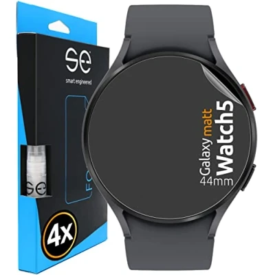 Abbildung von S.E für Samsung Galaxy Watch 5 (44mm) Folie, matt entspiegelt, 4x Full Screen, Positionierhilfe, 44mm Schutzfolie, matte Displayfolie, Schutzfolie aus Deutschland