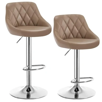 Abbildung von WOLTU BH23kk 2 Barhocker Tresenhocker, Gute gepolstert, Kunstleder, Höhenverstellbar, Drehbar, 11 Farben, x Hocker, Khaki