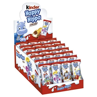 Abbildung von kinder Happy Hippo Kakao Knusprige Waffelspezialität mit Milch und Kakaocreme 1 Packung je 28 Einzelriegeln à 20,7g