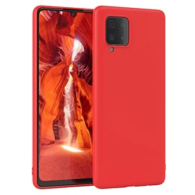 Abbildung von EAZY Case Silikonhülle für Samsung Galaxy A42 5G Hülle Silikon Rot weich stoßfeste Handyhülle Schutzhülle mit Kameraschutz Dünn Premium Schutz Cover TPU Phone Bumper in