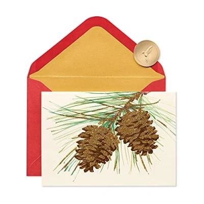 Abbildung von Papyrus Weihnachtskarten in Box mit Umschlägen, Wonderful Year to Come&quot;, Tannenzapfen, 14 Stück