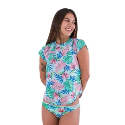 Abbildung von Hurley Damen Java Tropical S/S Surf Rash Guard Shirt, Tide Pool, S