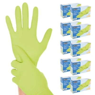 Abbildung von FRANZ MENSCH Hygostar Nitrilhandschuhe Safe Light puderfrei, grün, 7/S, 24cm, Karton, 1000 Stück, Einweghandschuhe, Einmalhandschuhe