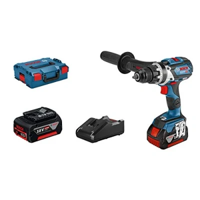 Abbildung von Bosch Professional 18V System Akku Bohrschrauber GSR 110 C (max. Drehmoment: Nm, max. Schrauben Ø: 12 mm, inkl. 2x 5.0Ah Akku, Schnellladegerät GAL 40, L BOXX)