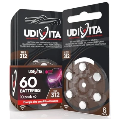 Abbildung von 60 Batterien für Hörgeräte Udivita Typ 312