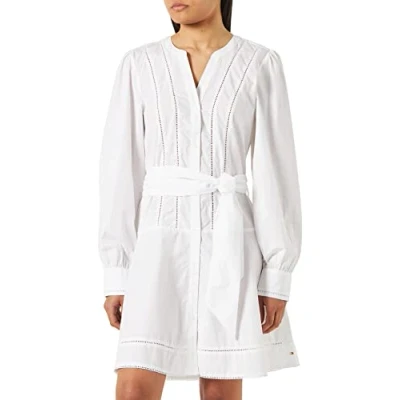 Abbildung von Tommy Hilfiger Damen Kleid Sommerkleid, Weiß (Th Optic White), 38