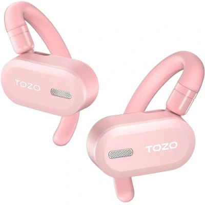 Abbildung von TOZO O2 Open Ear Kopfhörer 5.3 Bluetooth mit DSP Noise Cancelling, 42 Std Kabellose Kopfhörer, Biaxiales Ohrbügel Design, Langanhaltender Komfort, Kristallklare Anrufe beim Autofahren,Rosa