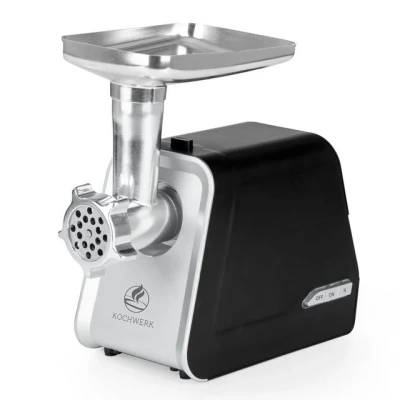 Abbildung von KOCHWERK Fleischwolf 4in1 silber/schwarz 2000g Fleisch/Min., 1600 W, leichte Bedienung und Reinigung, Hackfleisch, Kibbeh, Churros, Wurst