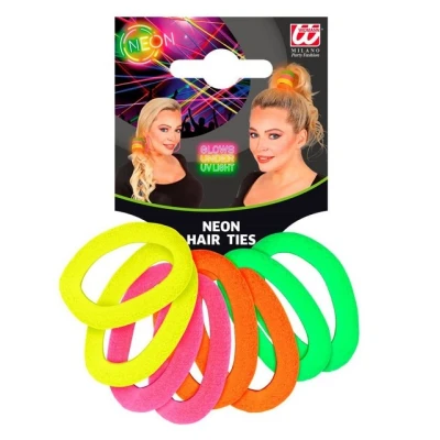 Abbildung von W WIDMANN MILANO Party Fashion 01976 Set Haargummis, Mehrfarbig in Neontönen, Kostüm, Accessoire, Karneval, Mottoparty