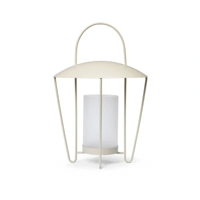 Abbildung von ferm LIVING Laterne Abri, beige, Edelstahl, Glas, Ø 30 cm