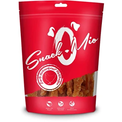 Abbildung von SnackOMio Premium Hundesnack zarte Hühnerbrust Filetstreifen, getreidefrei, 1er Pack (1 x 70g)