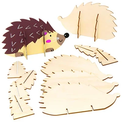Abbildung von Baker Ross Holzdeko &quot;Igel&quot; zum Aufstellen 6er Pack, Basteln und Malen für Kinder