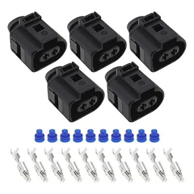 Abbildung von eMagTech 5 Sätze Autoscheinwerfer Nebelscheinwerfer Steckverbinder 1J0973722 Kompatibel mit VW Audi Seat 2 poliger Scheinwerfersteckverbinder