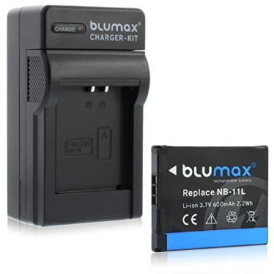 Abbildung von Blumax NB 11L 600mAh + Ladegerät passend zu Ixus 170 / 165 160 SX410 275 SX400 IS SX420 A4000 A3400 A3500 A2600 A2400 A2500 A2300 265 145 150 155 140
