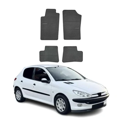 Abbildung von OMAC Gummi Fußmatten kompatibel mit Peugeot 206 1998 2009 Automatten Schwarz 4tlg
