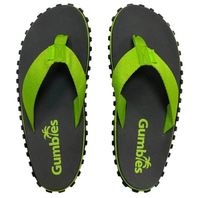 Abbildung von Gumbies Duckbills Badeschlappen mit rutschfester Gummisohle aus recycelten Autoreifen weicher Zehensteg wiederverwerteten PET Flaschen, ergonomisches Fußbett Grey/Lime, 45