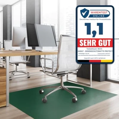Abbildung von KARAT Bodenschutzmatte für Hartböden Neo Fußbodenschutz Schutzmatte Bürostuhl Parkett Laminat Bodenmatte Stärke: 1,5 mm (Grün, 90 x 150 cm)