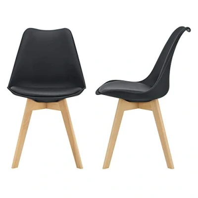 Abbildung von en.casa Esszimmerstuhl (Set, 2 St), »Fläten« Set Küchenstühle aus Kunstleder gepolstert Schwarz