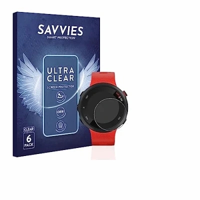 Abbildung von Savvies 6 Stück Schutzfolie für Garmin Forerunner 45 Displayschutz Folie Ultra Transparent