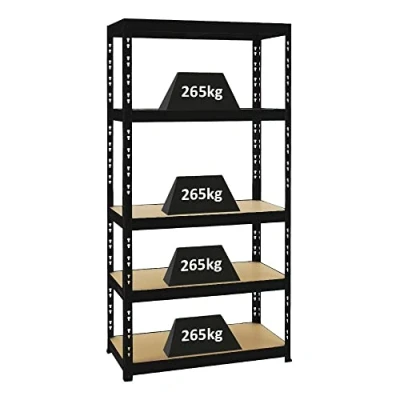 Abbildung von PROREGAL Schwerlastregal Tiger Schwarz 180x90x45cm für Gesamtlast 1365kg Kellerregal, Steckregal, Garagenregal, Lagerregal