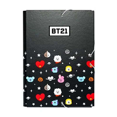 Abbildung von Grupo Erik Mappe A4 Premium Sammelmappe BT21 Dokumentenmappe mit Gummizug Heftmapppe Schule Zubehör Heftbox Schulranzen Eckspanner Ordnungsmappe BE ARMY!