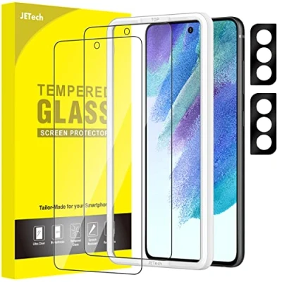 Abbildung von JETech Schutzfolie für Samsung Galaxy S21 FE 5G mit Kameraschutz und Einfaches Installationswerkzeug, Panzer Schutz Gehärtetes Glas Displayschutz, Fingerabdruck ID Kompatibel, 2 Stück