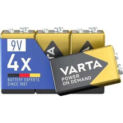 Abbildung von VARTA Batterien 9V Blockbatterien, 4 Stück, Power on Demand, Alkaline, Vorratspack, smart, flexibel, leistungsstark, ideal für Rauchmelder, Brand &amp; Feuermelder [Exklusiv bei Amazon]