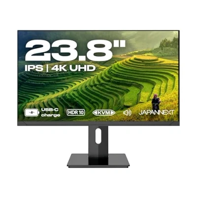 Abbildung von JapanNext Monitor 23,8&quot; IPS 4K UHD (3840x2160) USB C Laden (65W) Höhen &amp; Neigungsverstellbar (HSP) Integrierte Lautsprecher sRGB 100% G Sync/FreeSync 2 Jahre Garantie JN IPS2380UHDR C65W HSP