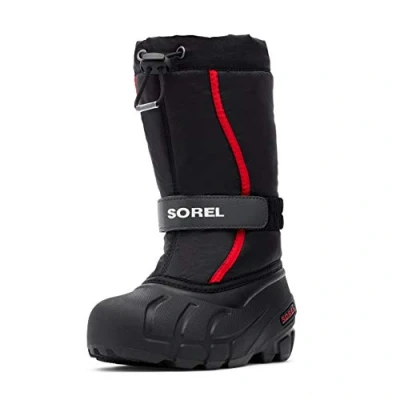 Abbildung von Sorel Youth Flurry Unisex Snowboot/Winterstiefel für Kinder, Größe: 34, Black/bright red Schuhe