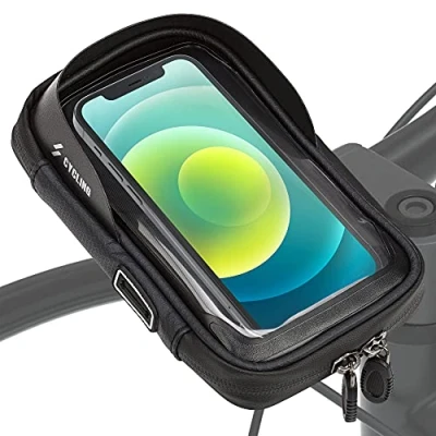 Abbildung von EAZY CASE Fahrrad Lenkertasche, wasserfeste Fahrradtasche mit Smartphone Halterung, Handyhalterung Touchscreen perfekt zur Navigation auf dem Rad auch für E Scooter