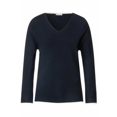 Abbildung von Street One MIT V Ausschnitt Strickpullover, Damen, Größe: 38, Blau