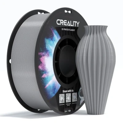 Abbildung von Creality CR PETG 3D Druckfilament 1,75 mm, Ausgezeichnete Zähigkeit, Hohe Präzision, Geruchlos, Ungiftig, Feuchtigkeitsbeständig, 1 kg (2,2 lbs), Glänzendes Filament für Drucker (Grau)