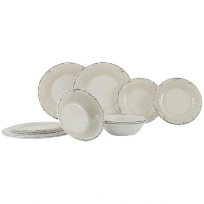 Abbildung von Gimex 12 teiliges Geschirr Set Stone Line Sand Azur oder Opale Campinggeschirr mit Antislip Melamin (Sand)