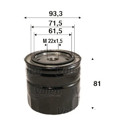 Abbildung von VALEO 586110 Ölfilter M22x1.5 Anschraubfilter HONDA: CRX 1, CIVIC 3 Hatchback, 2 Schragheck