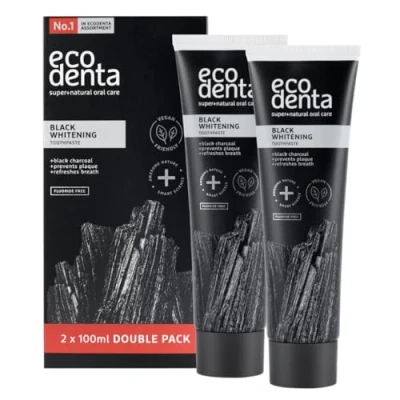 Abbildung von Ecodenta Aktivkohle Zahnpasta Weisse Zähne Ohne Fluorid 2 Pack I Schwarze Kohle Zahncreme Zahnaufhellung Black Activated Charcoal Teeth Whitening Toothpaste 2x 100ml
