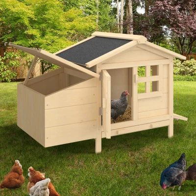 Abbildung von IDMarket Hühnerstall auf Stelzen mit Legenest aus Holz: Schützt Hühner vor Raubtieren, erhöhtes Nest, einfach zu reinigen, für 2 3 Hühner, Maße: L. 99 x B. 55 H. 66 cm, Grau
