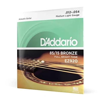 Abbildung von D&#039;Addario Gitarrensaiten Westerngitarre Akustikgitarre Saiten DER BELIEBTESTEN SAITENMARKE WELTWEIT EZ920 85/15 Bronze Medium Light (12 54)