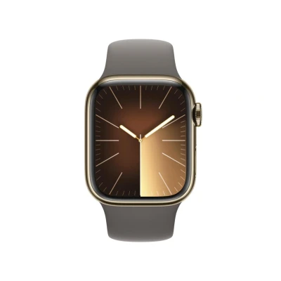 Abbildung von Apple Watch Series 9 4G 45mm Gold RVS (Beiges Silikon Armband M/L)