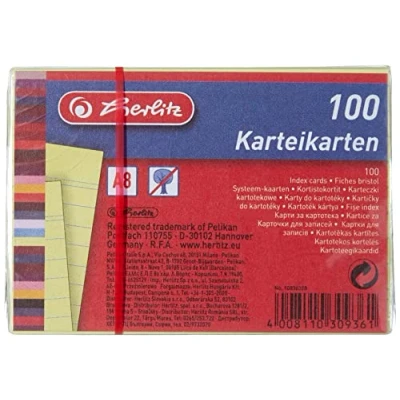 Abbildung von herlitz Karteikarte A8, liniert, gelb, 100 Stück