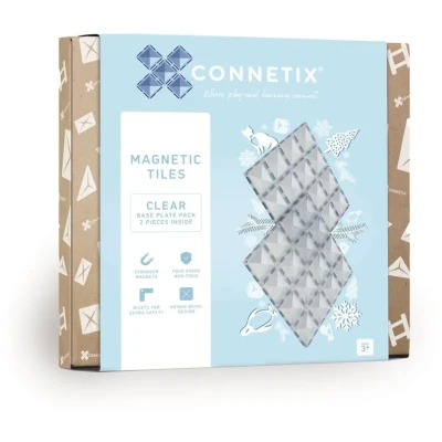 Abbildung von Connetix Clear Basisplatten verstärkte Magnete Pädagogisches Lernspiel Magnetspielbausteine, (Open Play, 2 Teile), ab 3 Jahren