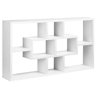 Abbildung von HOMCOM Wandregal Hängeregal Schweberegal Regal Bücherregal Wandboard Organizer Lowboard Holz Weiß 85 x 14,5 47,5 cm