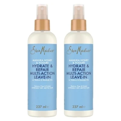 Abbildung von SheaMoisture Hydrate &amp; Repair Multi Action Leave In für extrem trockenes und sprödes Haar Manukahonig Joghurt frei von Silikonen Sulfaten 2 x 237 ml