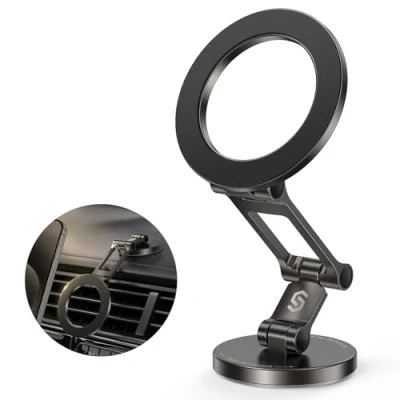 Abbildung von SYNCWIRE Handyhalterung Auto für MagSafe Autohalterung Starker Magnet [Ganzmetall] Magnetische Handyhalter [Flexible DREI Achsen] 360Drehung KFZ Car Holder iPhone 16 15 14 Pro Max