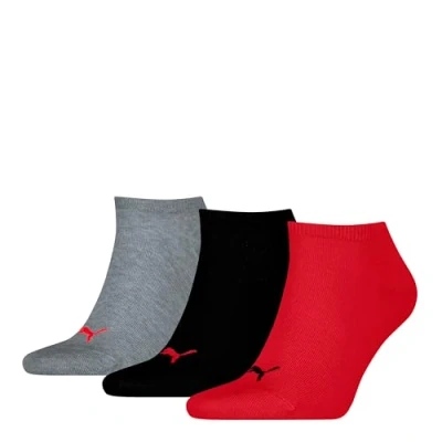 Abbildung von PUMA Unisex Plain Sneaker Sock, Black/red New, 39/42 (3er Pack)