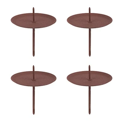 Abbildung von BigDean Kerzenständer 4x Kerzenhalter Adventskranz Rost Braun Ø 6cm Kerzenteller zum Stecken